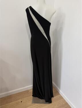 Studio 17 Prom Dress Elegant One-Shoulder Black Evening Gown with Rhinestone